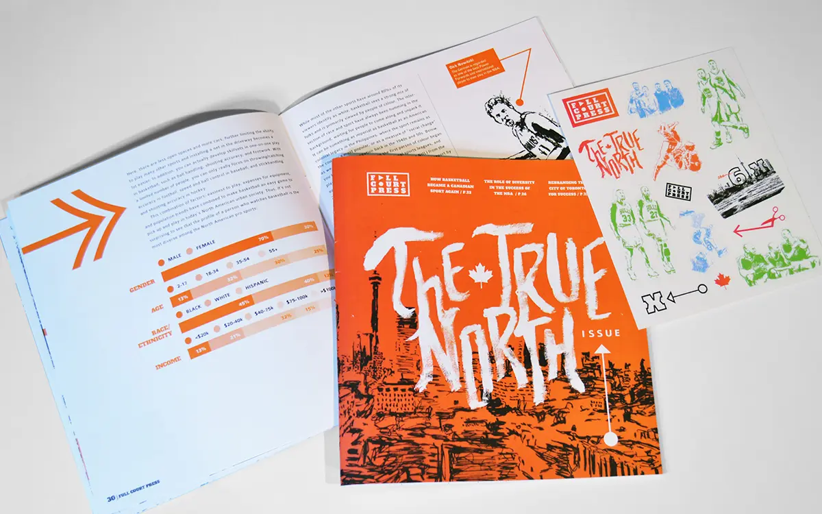 Magazine Spread, Cover, and Stickers